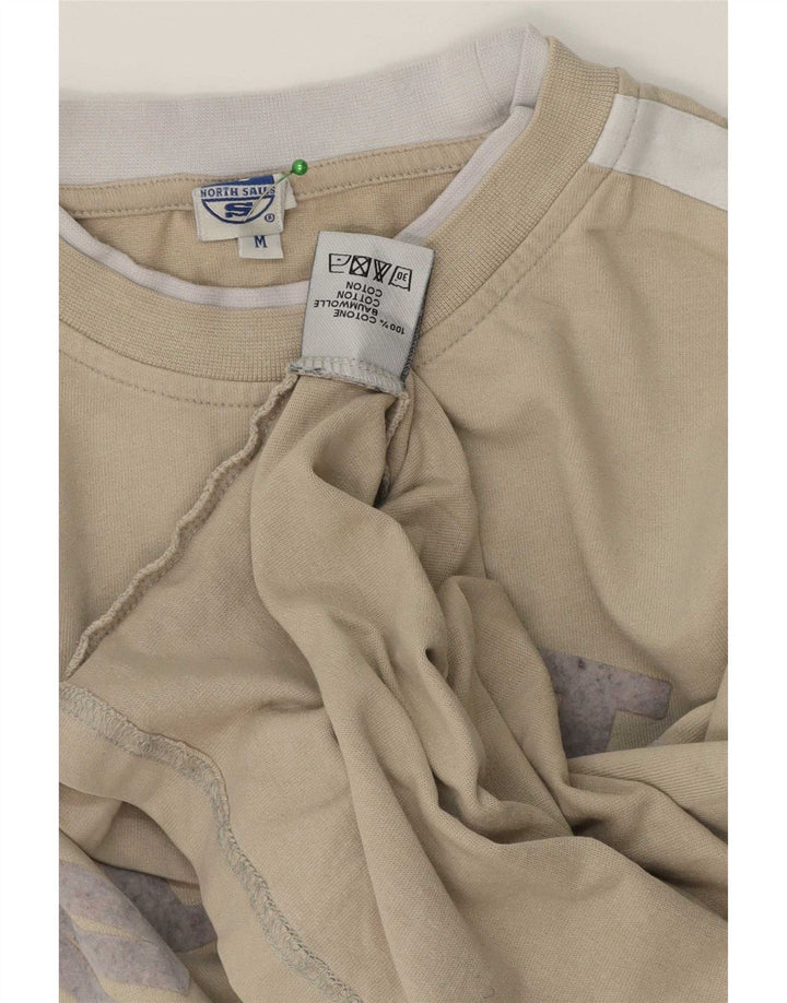 North Sails Herren Grafik-Oberteil, langärmelig, Mittelbeige, Farbblock-Baumwolle