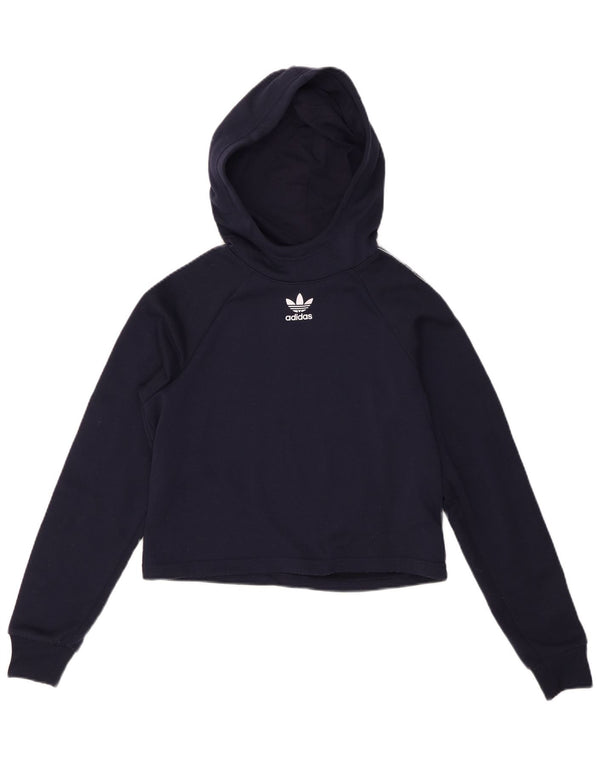 Adidas Mädchen Crop Graphic Hoodie Pullover 12-13 Jahre Marineblau Polyester