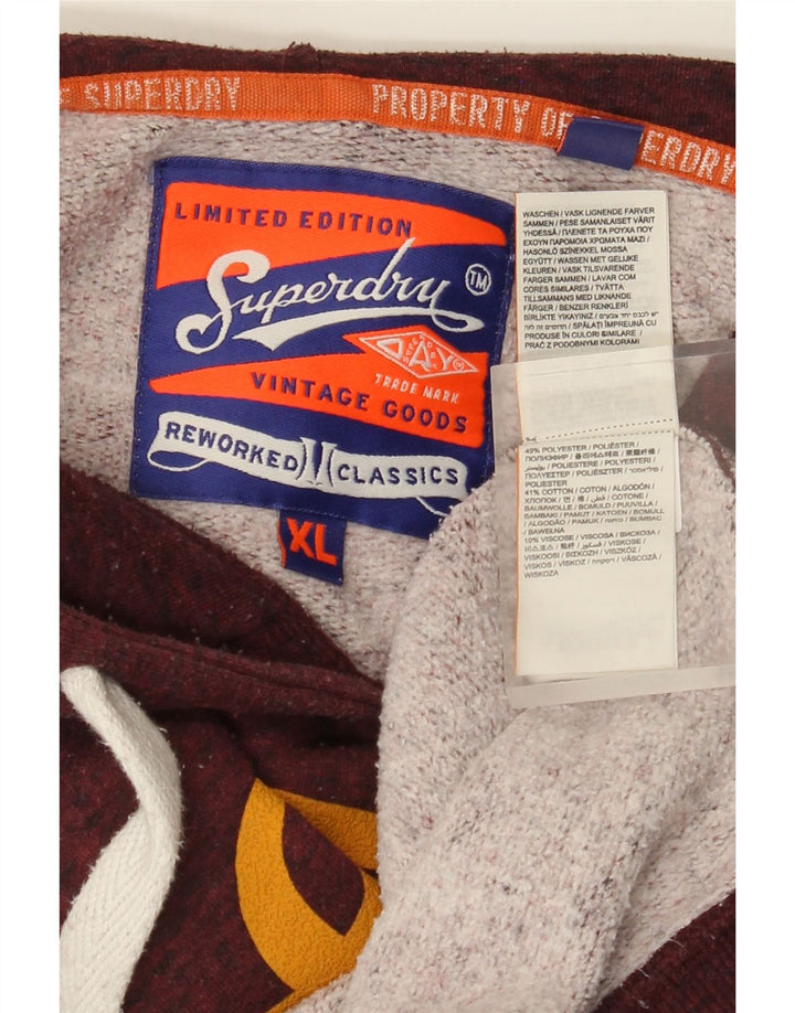 Superdry Herren-Kapuzenpullover mit Grafik, XL, Burgunderrot, Polyester