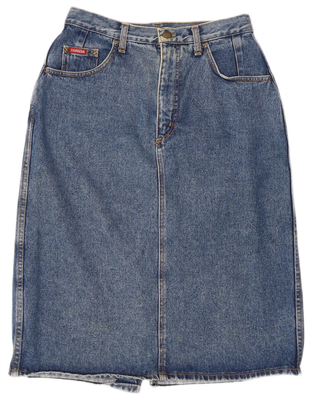Carrera Damen Midi-Jeansrock W30 Mittelblaue Baumwolle