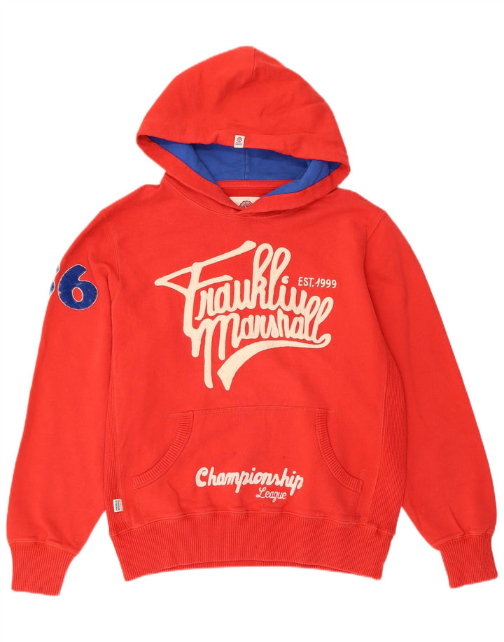 FRANKLIN MARSHALL Damen Varsity Graphic Hoodie Pullover UK 18 XL Rote Baumwolle