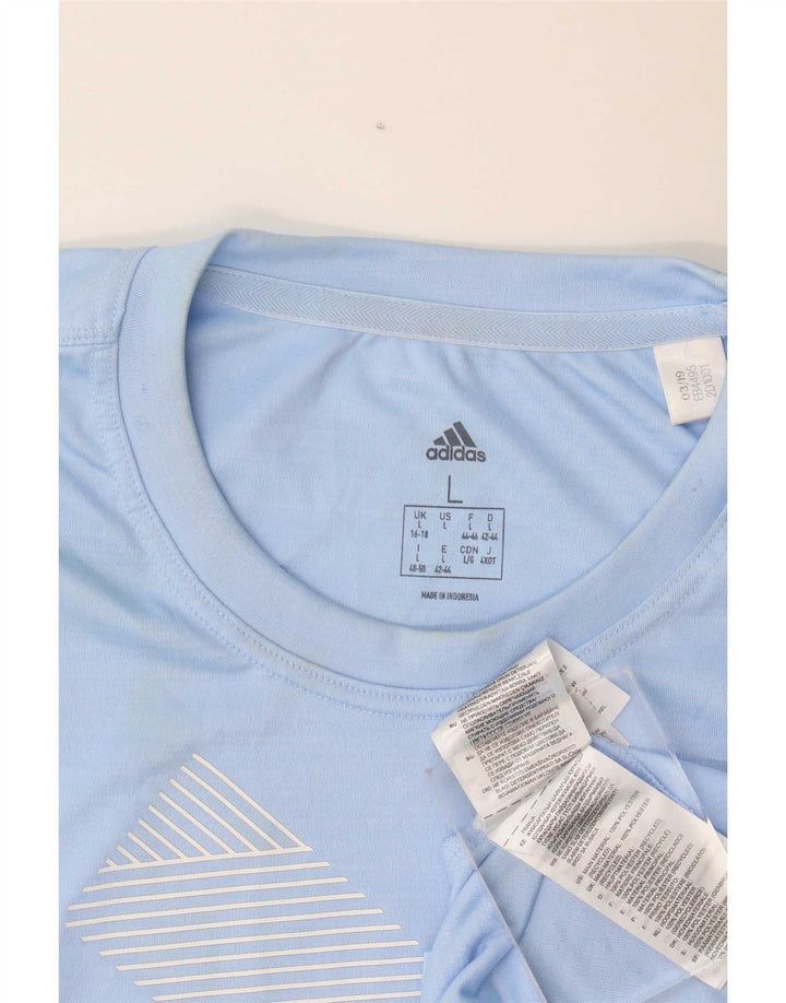Adidas Damen Grafik T-Shirt Top UK 16/18 Large Blau Polyester