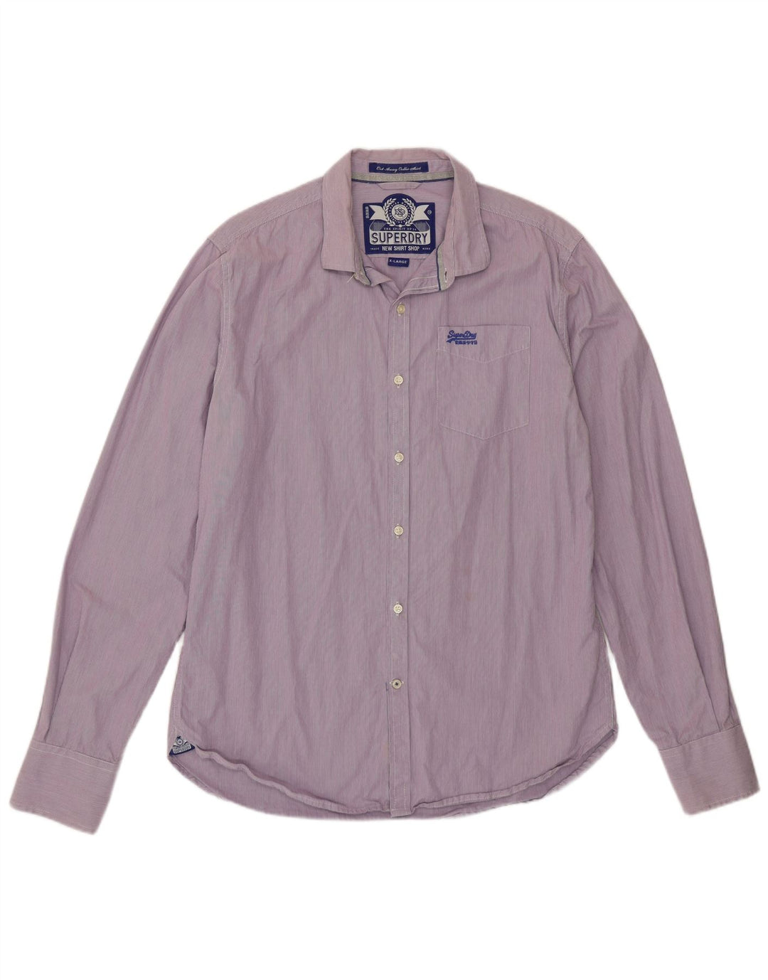 SUPERDRY Mens Shirt XL Purple Gingham Cotton