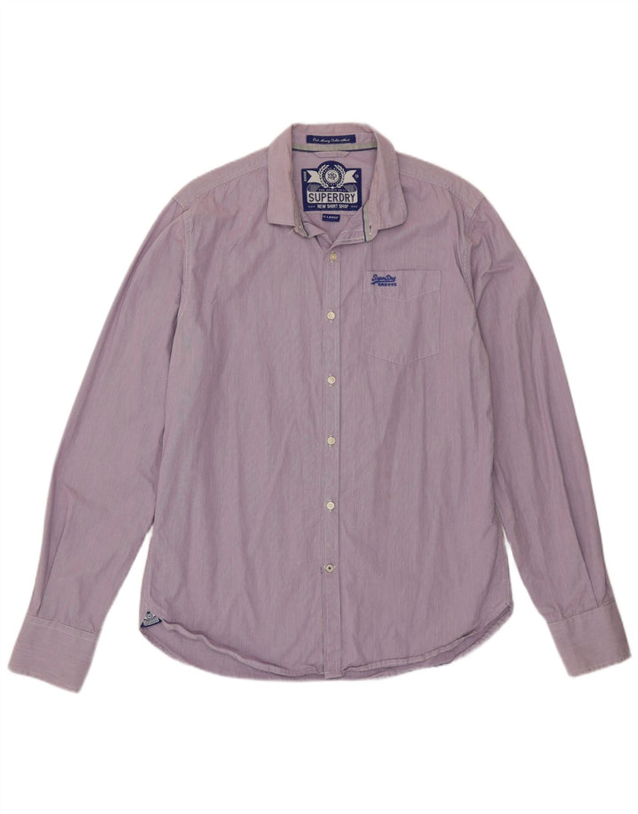 SUPERDRY Mens Shirt XL Purple Gingham Cotton