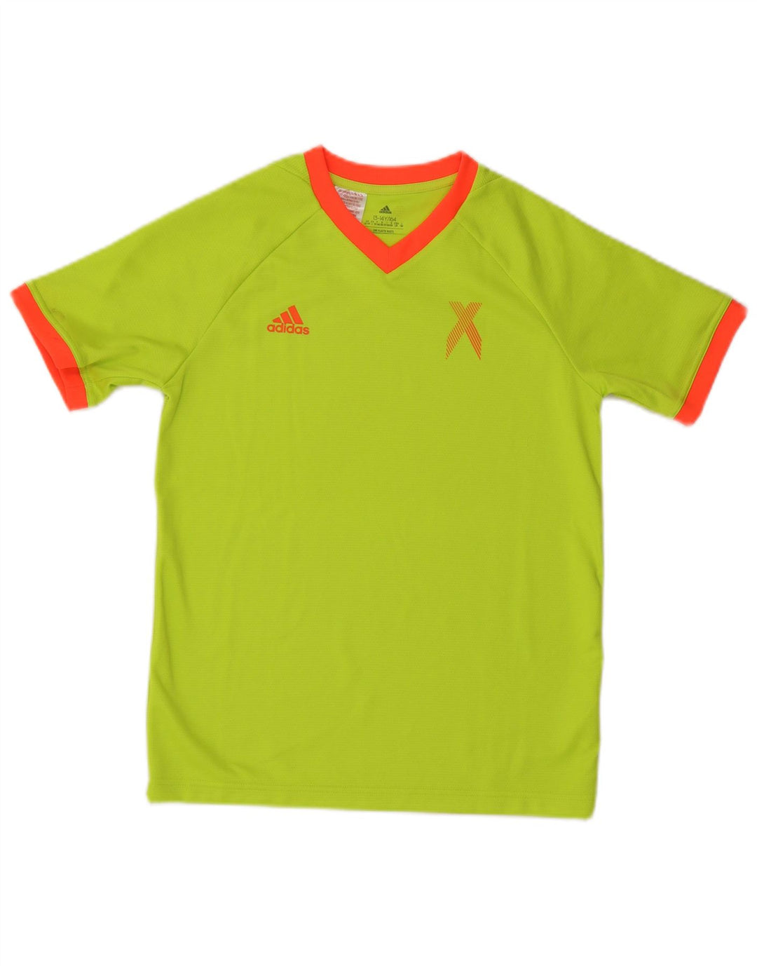 ADIDAS Boys Graphic T-Shirt Top 13-14 Years Green Polyester