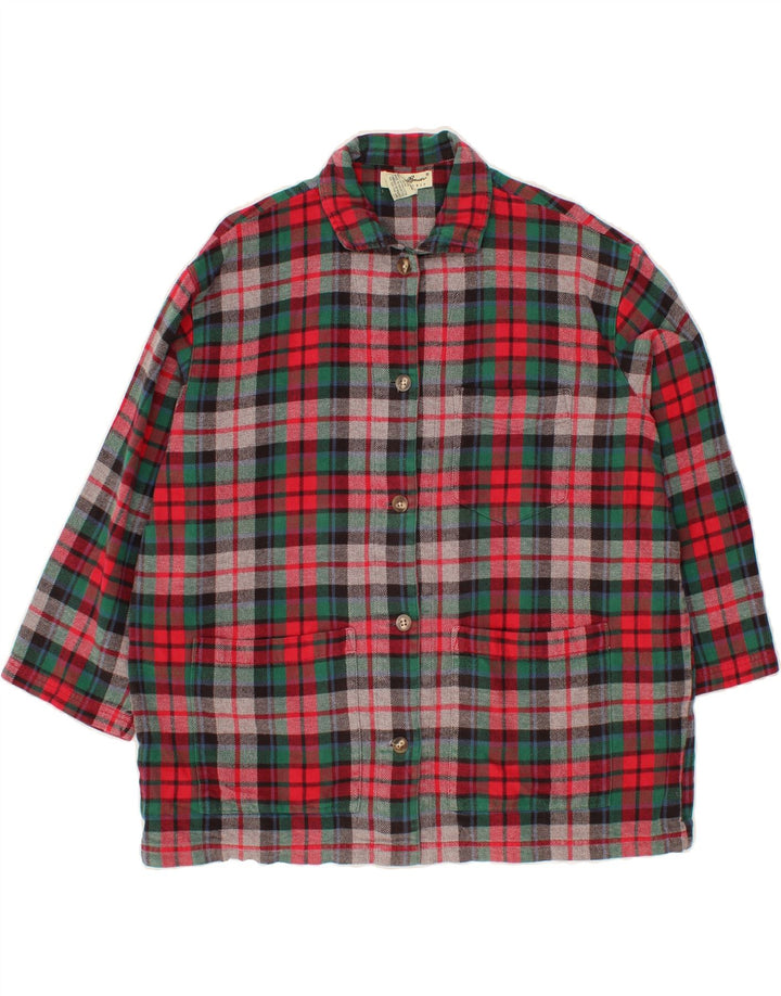 EDDIE BAUER Womens Petite Oversized Overcoat UK 14 Medium Red Check Cotton Vintage Eddie Bauer and Second-Hand Eddie Bauer from Messina Hembry 