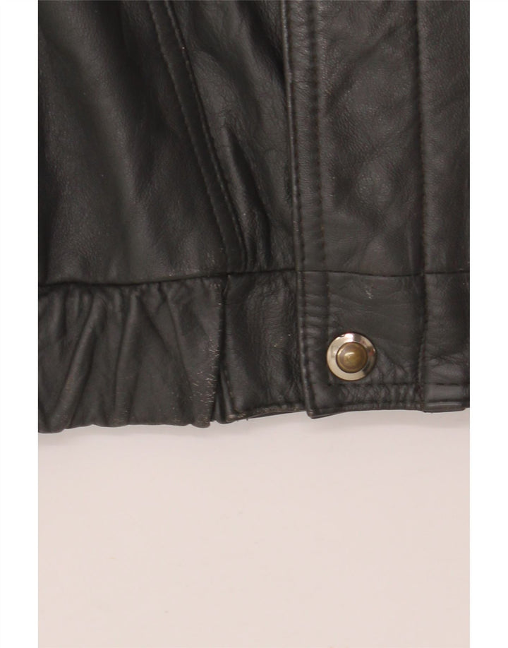 Vintage Herren Lederjacke IT 56 3XL Schwarz