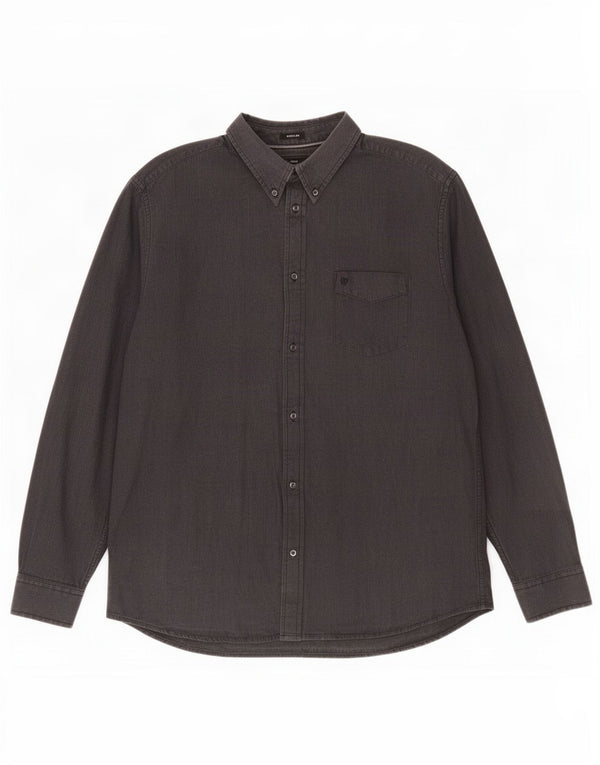 Wrangler Herrenhemd XL, graue Baumwolle