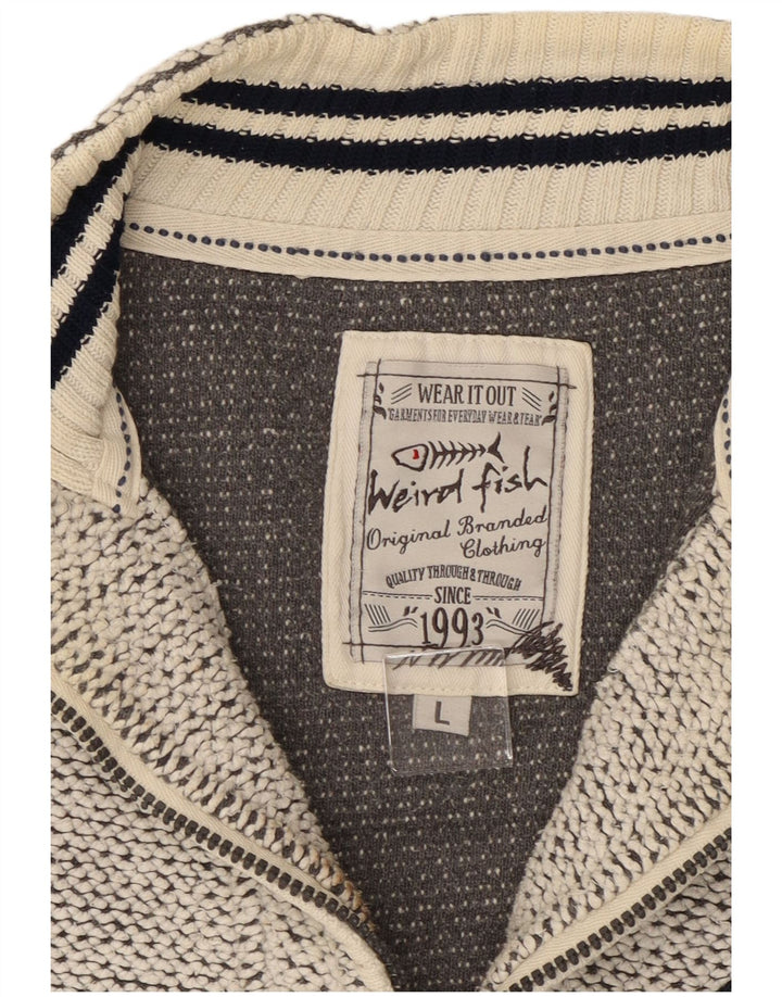 Weird Fish Herren-Sweatshirt mit Reißverschluss am Hals, Größe L, Grau