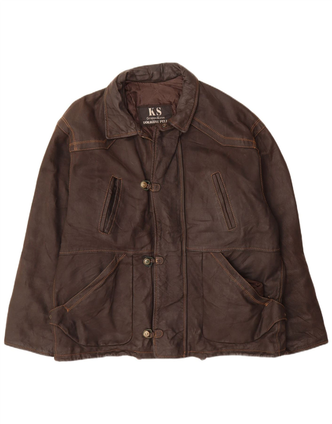 KIROS Mens Leather Jacket UK 42 XL Brown Leather