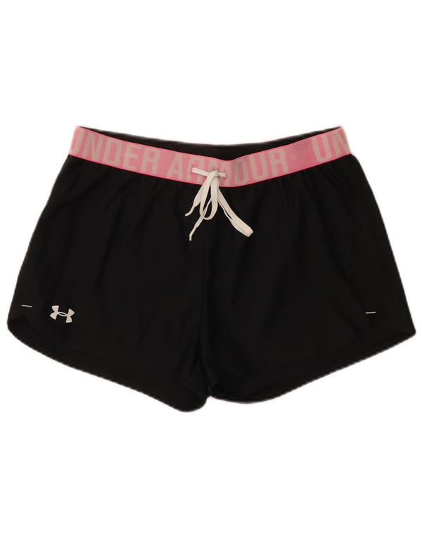 Under Armour Damen Heat Gear Graphic Sport Shorts UK 10 Small Schwarz