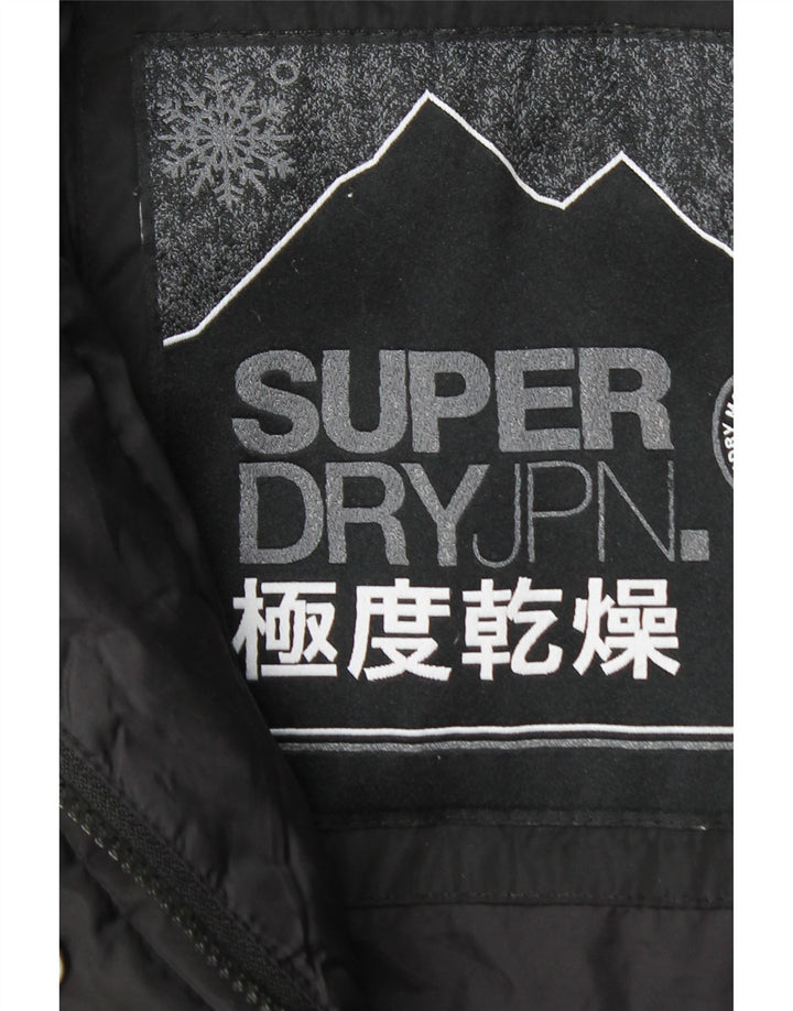 Superdry Wattierte Damenjacke mit Kapuze, UK 14, Mittelschwarz, Polyester