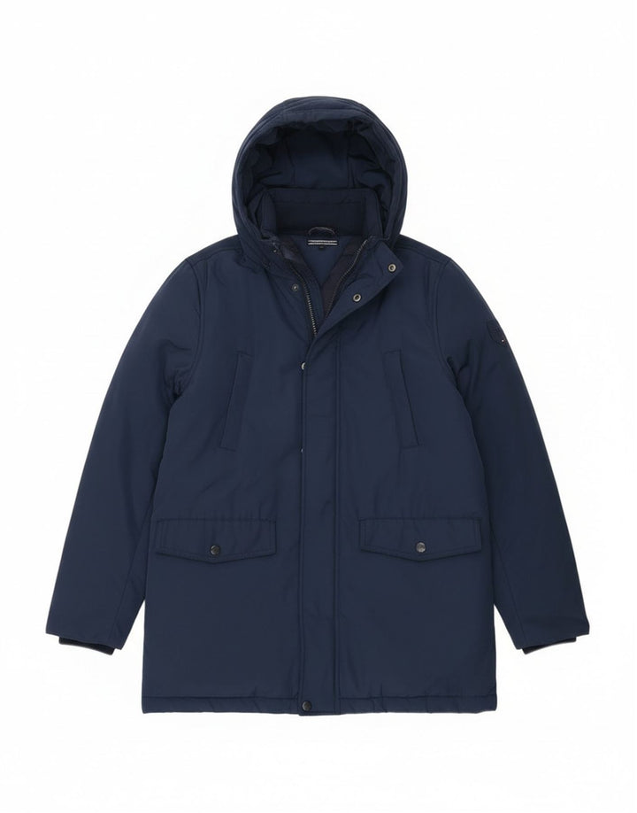 Tommy Hilfiger Wattierter Jungenmantel mit Kapuze, 13–14 Jahre, marineblaues Polyester