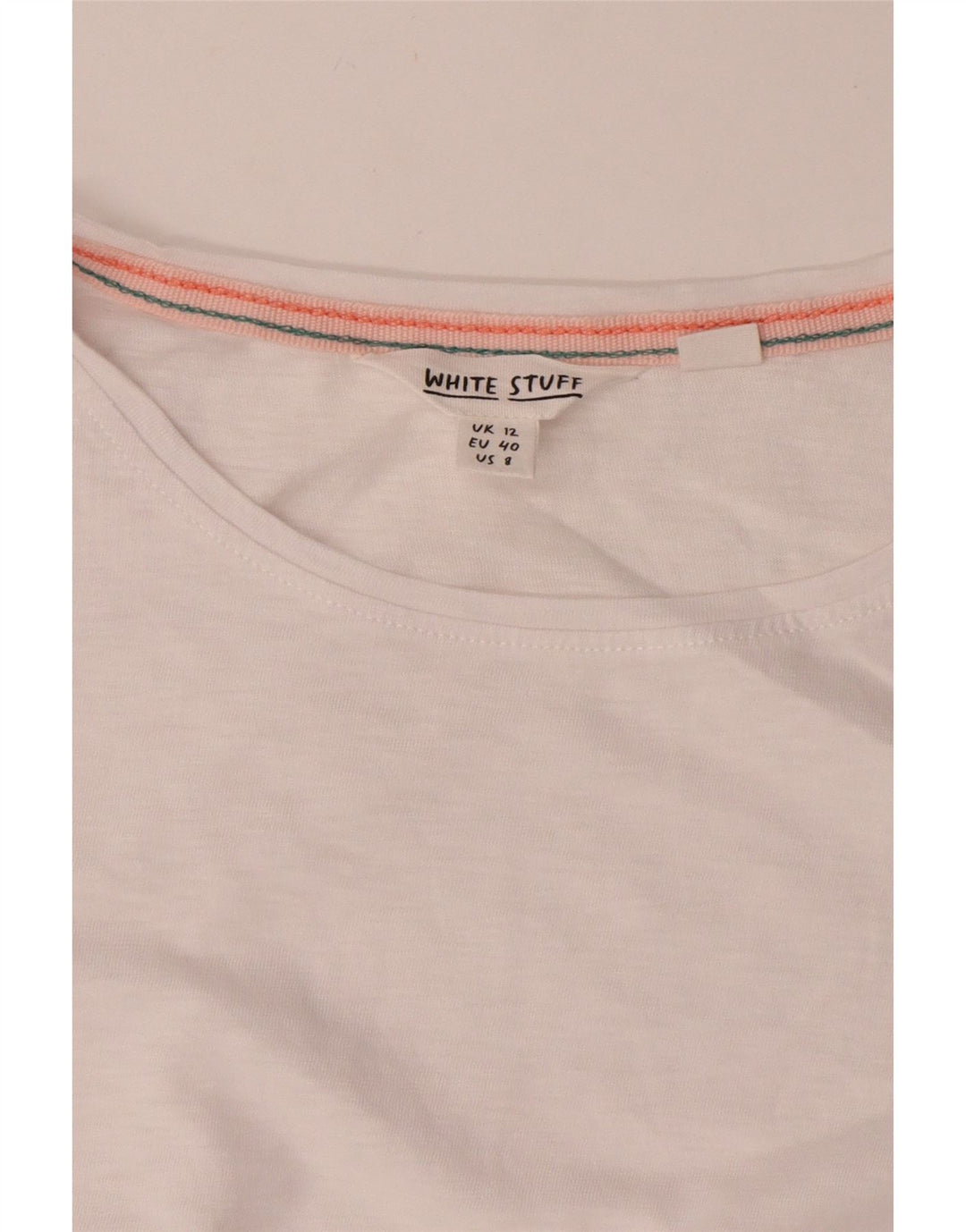 White Stuff Damen T-Shirt Top UK 12 Mittelweiße Baumwolle