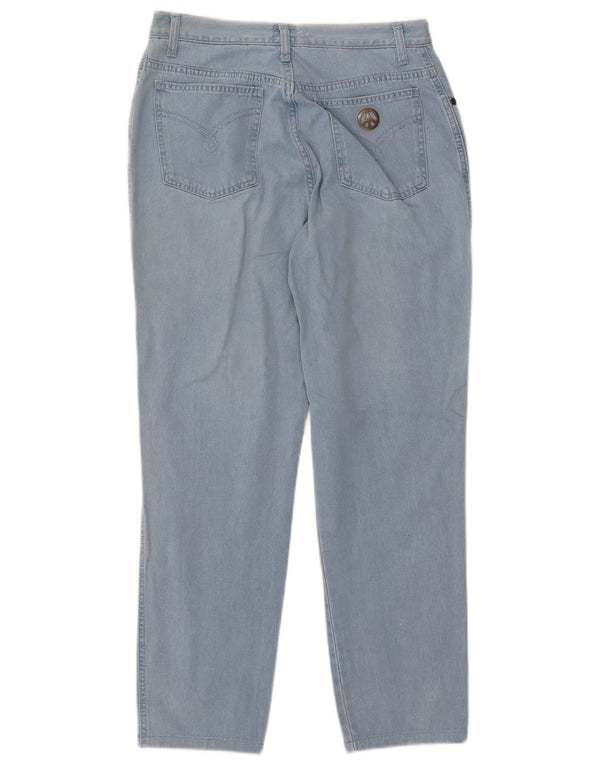 MOSCHINO Damen High Waist Tapered Jeans W33 L27 Blaue Baumwolle