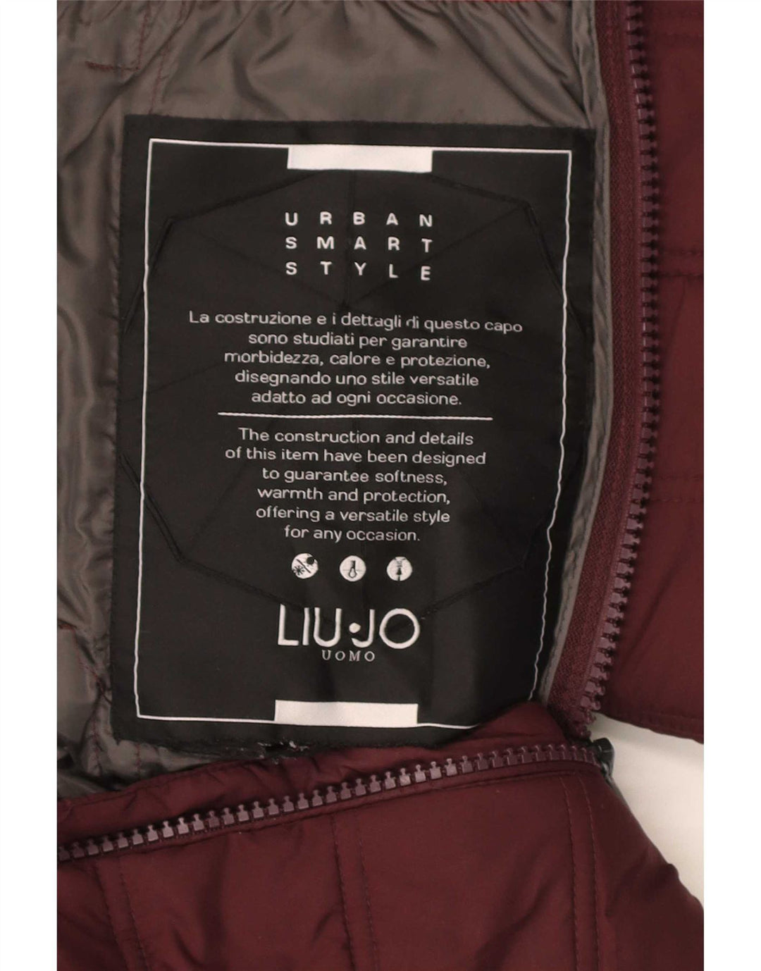 Liu Jo Herren-Jacke mit Kapuze, gepolstert, UK 38, mittleres Burgunderrot, Polyester