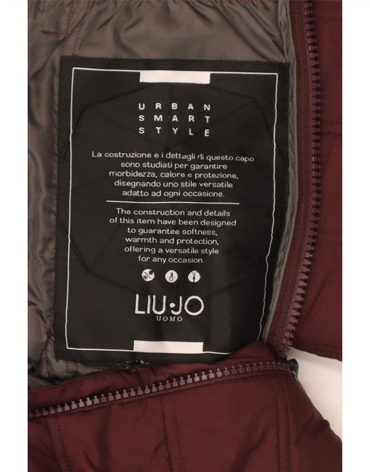 Liu Jo Herren-Jacke mit Kapuze, gepolstert, UK 38, mittleres Burgunderrot, Polyester