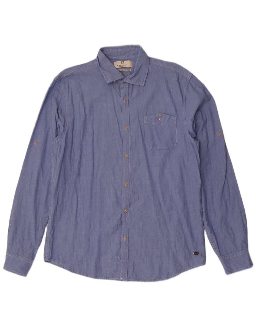 Scotch & Soda Herrenhemd XL, blaue Baumwolle