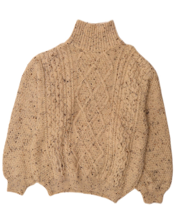Vintage Herren Rollkragenpullover XL Beige meliert Schurwolle