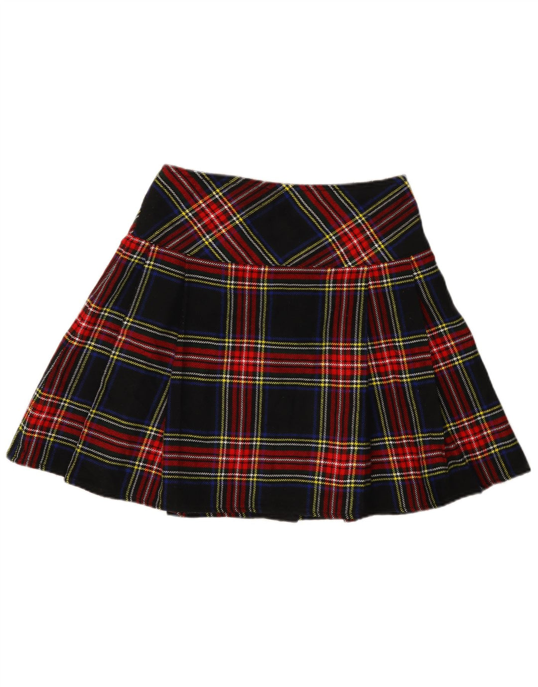 Vintage Damen Mini Wickelrock W30 Medium Marineblau Kariertes Acryl