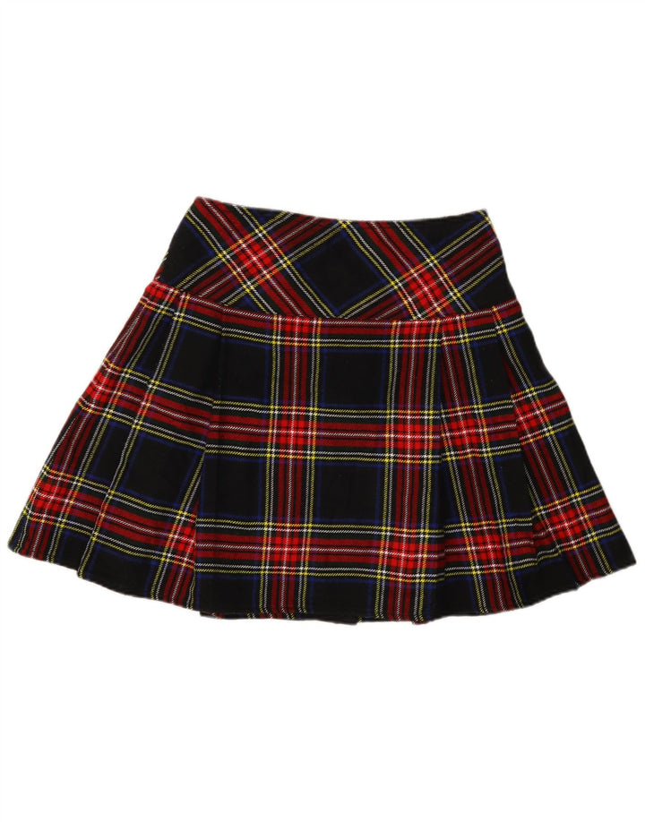 Vintage Damen Mini Wickelrock W30 Medium Marineblau Kariertes Acryl