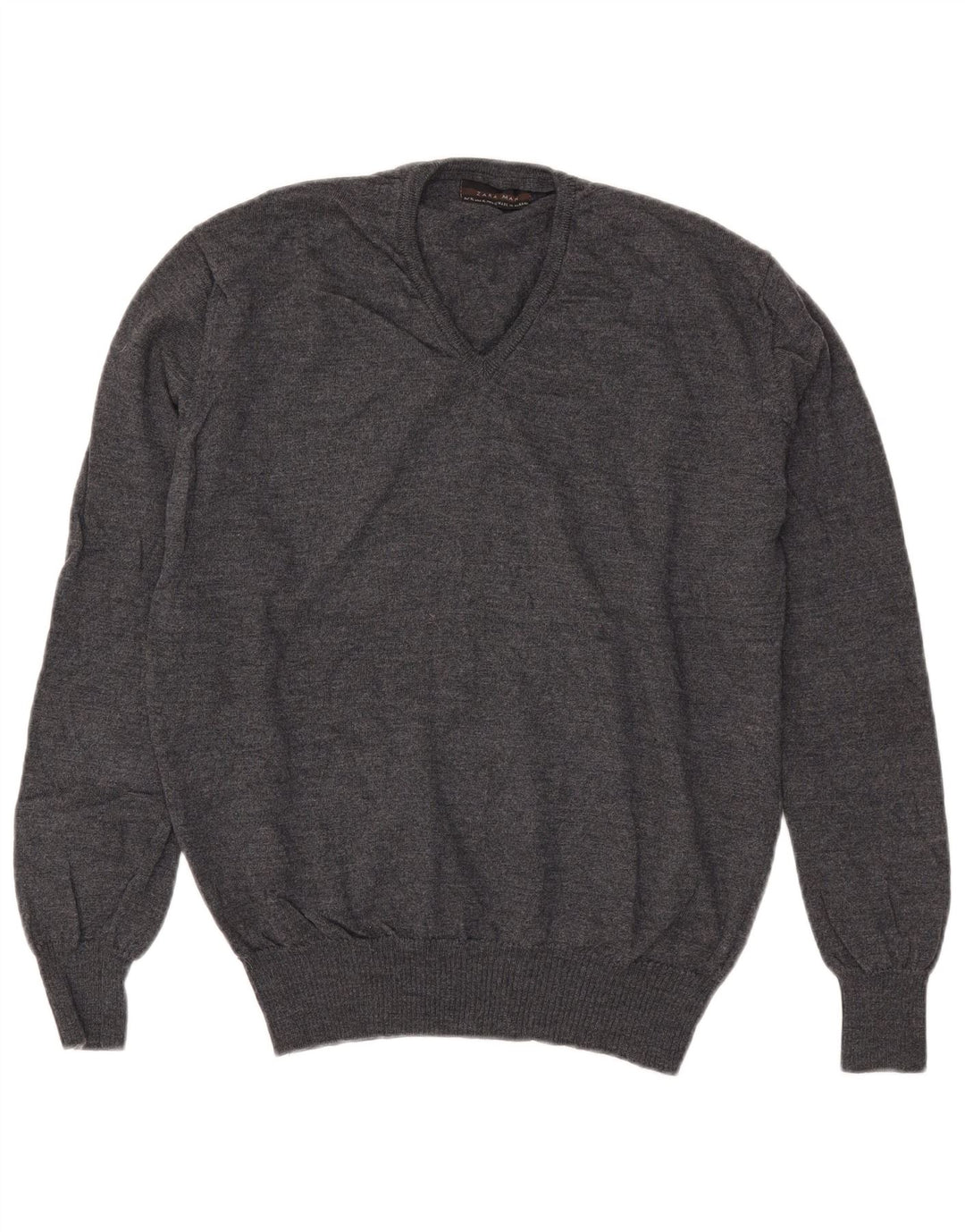 Zara Herren V-Ausschnitt Pullover Pullover XL Grau