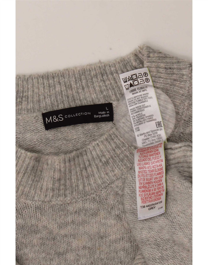 Marks & Spencer Damen-Pullover mit Rundhalsausschnitt, Gr. 40, Größe L, Grau
