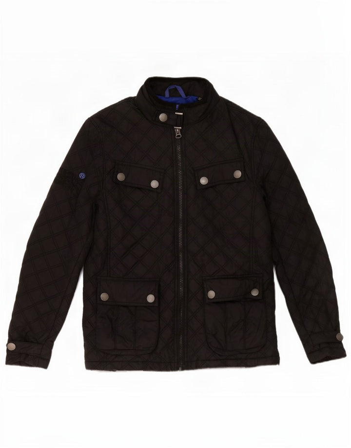Superdry Herren Motorstyle Steppjacke UK 36 Small Schwarz Polyester
