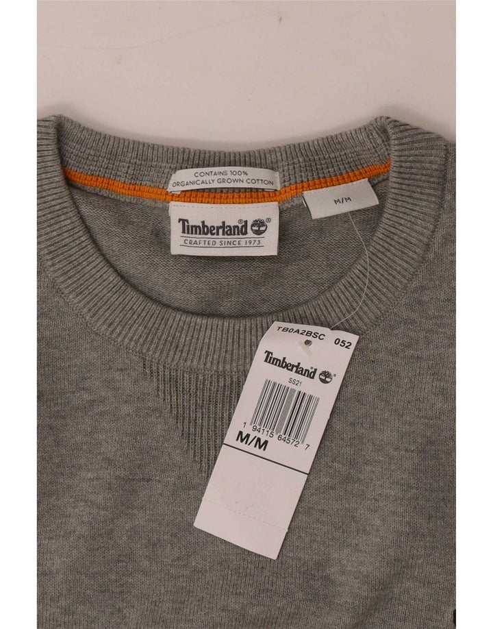 Timberland Herren-Pullover mit Rundhalsausschnitt, mittelgrau gefleckte Baumwolle