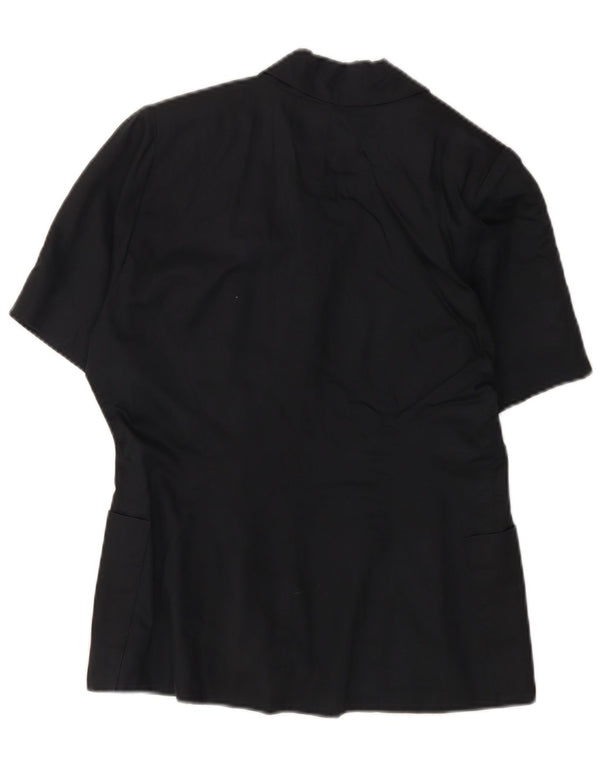 Vintage Damen Kurzärmelige zweireihige Blazerjacke UK 10 Small Schwarz