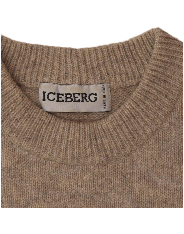 ICEBERG Herren-Pullover mit grafischem Rundhalsausschnitt, mittelgroße beige Tiere