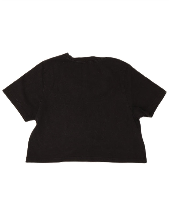 Dickies Damen Crop T-Shirt Top UK 12 Mittelschwarze Baumwolle