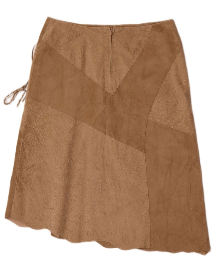Vintage Damen Wildlederrock IT 46 Groß W30 Beige Leder