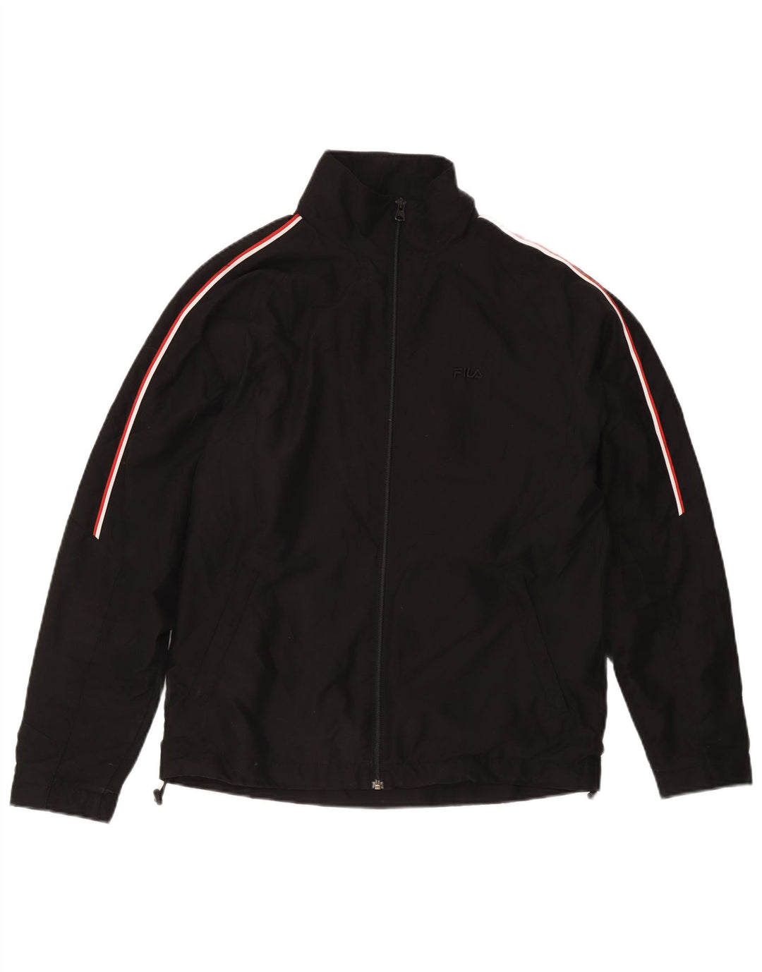 Fila Herren-Trainingsanzug-Top-Jacke, mittelschwarz, gestreift, Polyester