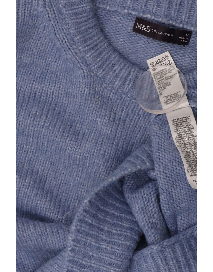 Marks & Spencer Damen Übergroßer Pullover mit Rundhalsausschnitt, UK 14, Mittelblau