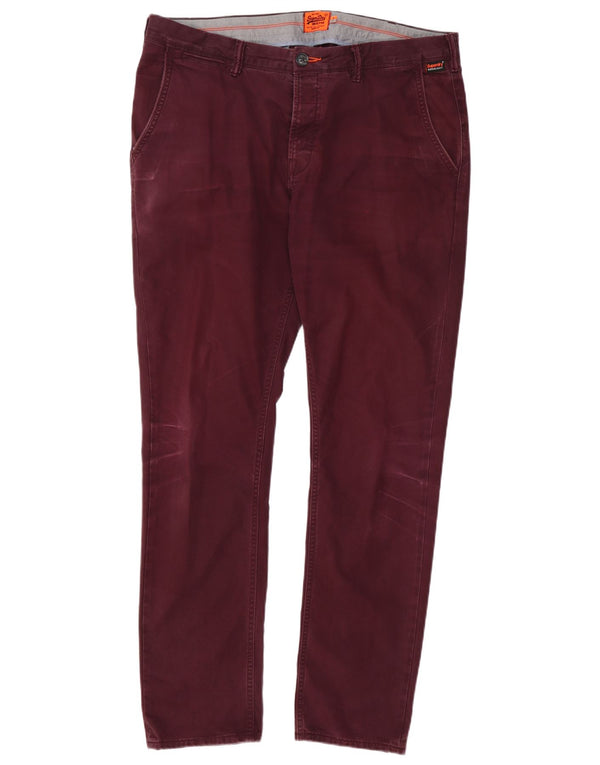 Superdry Herren-Chinohose mit schmaler Passform, XL, W38, L32, Burgunderrot, Baumwolle