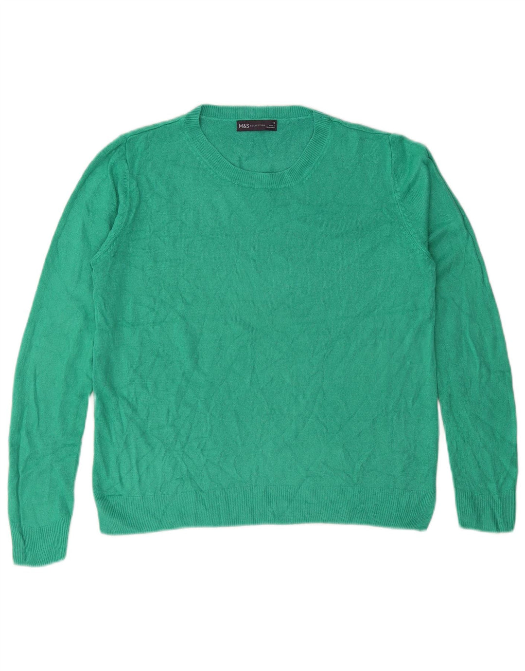MARKS & SPENCER Damen-Pullover mit Rundhalsausschnitt, UK 12, Mittelgrün, Acryl