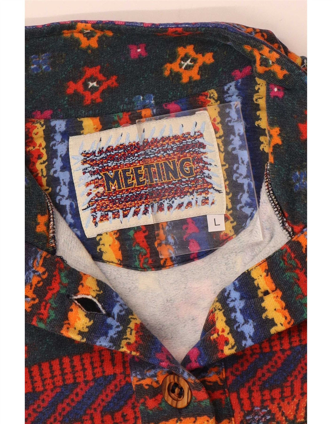 Meeting Herren-Sweatshirt mit Knopfkragen, groß, mehrfarbig, gestreift