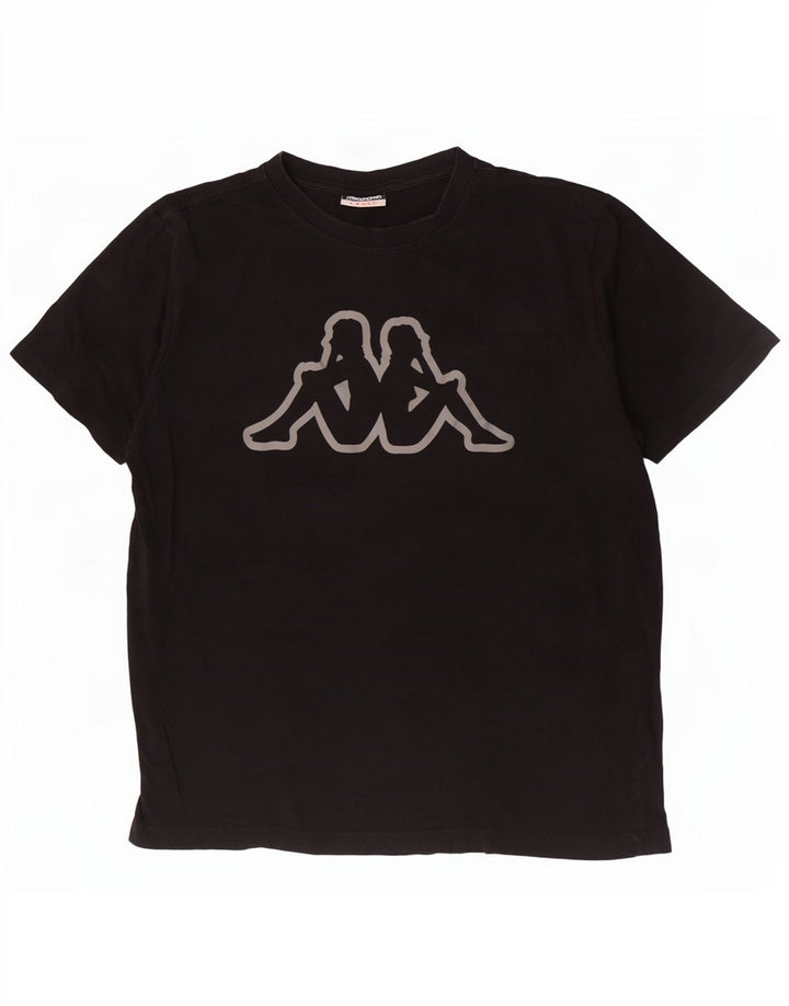 Kappa Herren-T-Shirt mit Grafik, groß, aus schwarzer Baumwolle