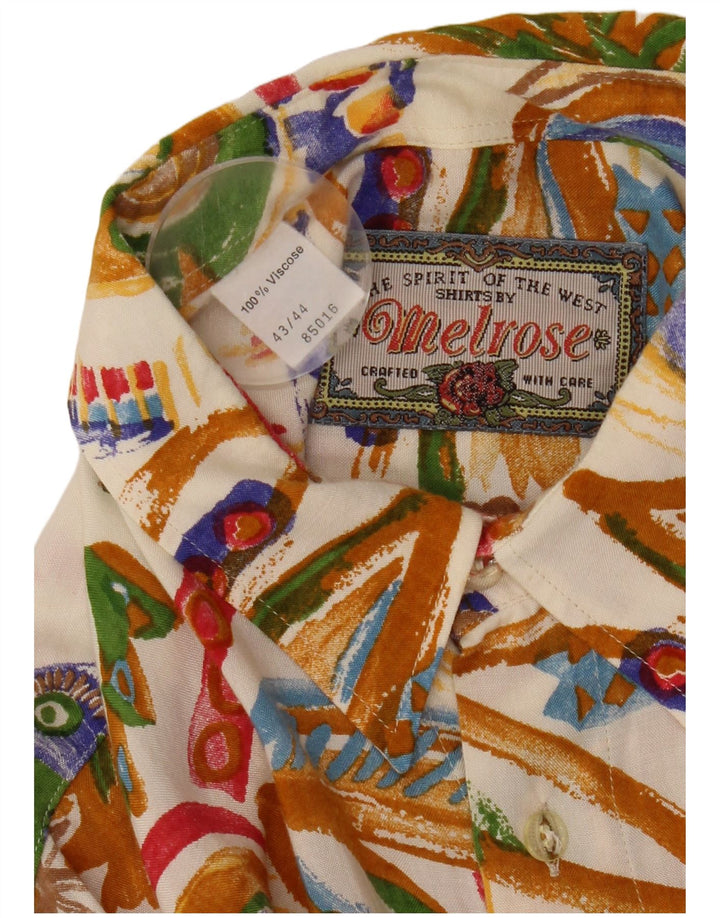 Melrose Herren-Hemd mit abstraktem Muster, kurzärmelig, Größe 43/44 XL, gebrochenes Weiß