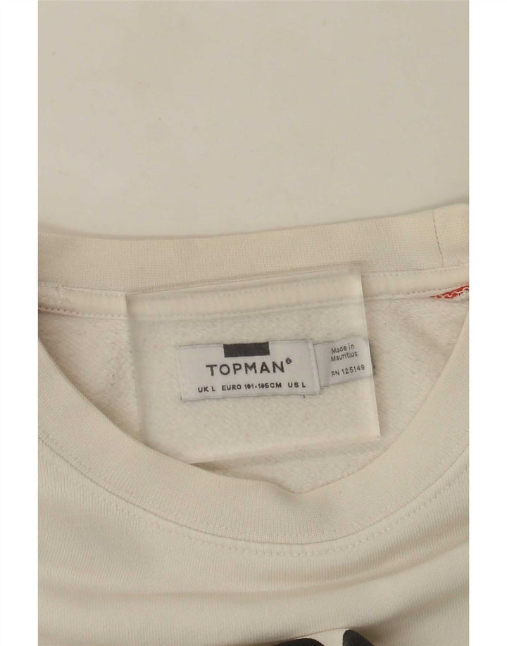 Topman Herren-Sweatshirt mit Grafik, Größe L, Weiß, Farbblock