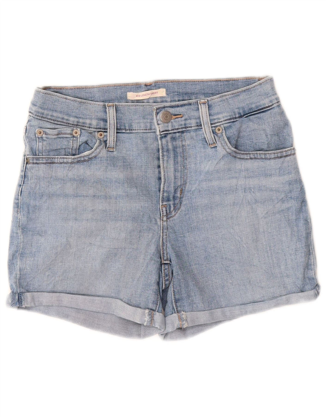 LEVI'S Damen-Jeansshorts mit mittelhohem Bund, W26, Größe S, Blau