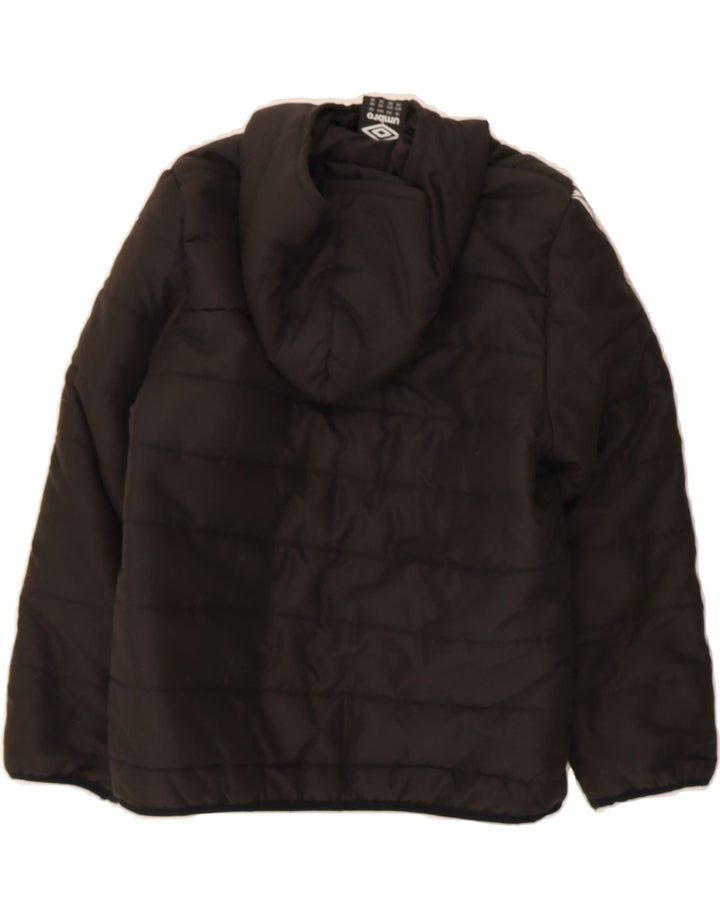 UMBRO Boys Graphic Hooded Padded Jacket 10-11 Years Black Polyester Vintage Umbro and Second-Hand Umbro from Messina Hembry 