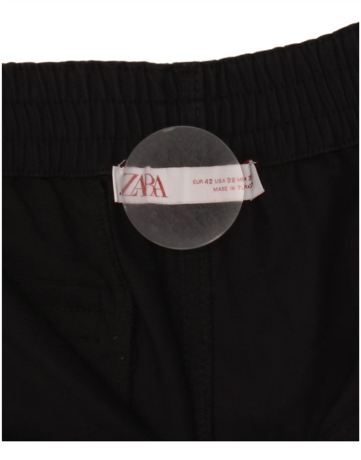 Zara Herren Cargoshorts EU 42 Large W32 Schwarze Baumwolle