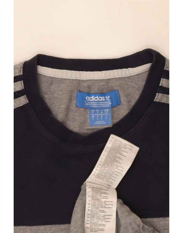 Adidas Herren T-Shirt Top Small Grau Colourblock Baumwolle