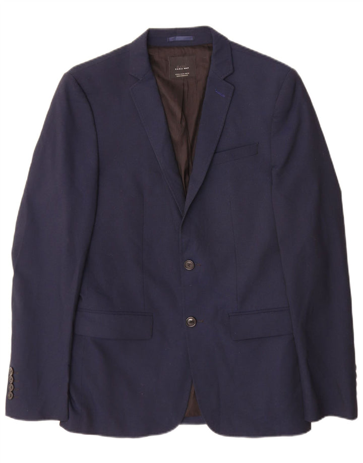 Zara Herren-Blazer mit 2 Knöpfen, EU 48, mittelmarineblau, Polyester