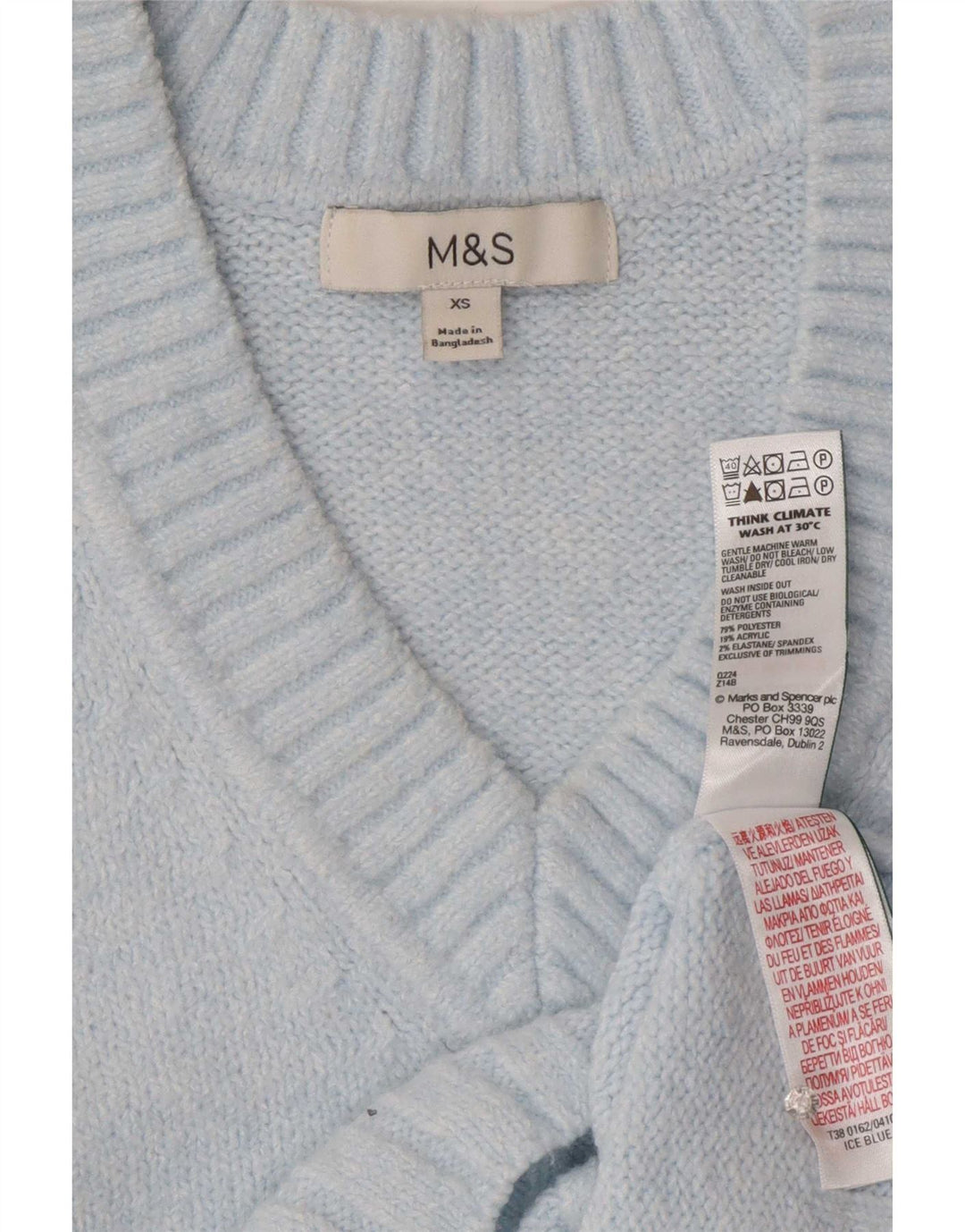 Marks & Spencer Damen-Pullover, übergroß, V-Ausschnitt, Gr. 6, XS, Blau