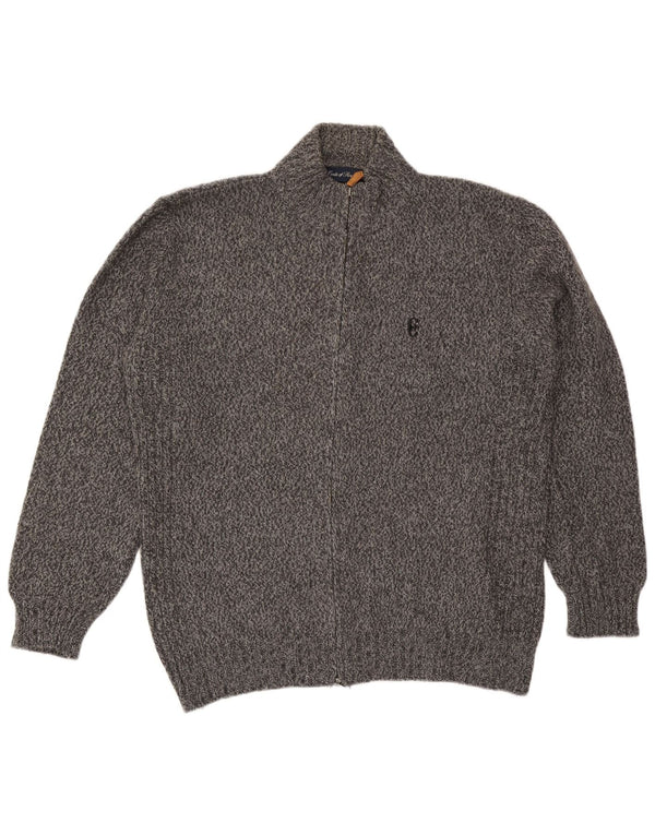 Conte of Florence Herren-Cardigan-Pullover 2XL Grau gefleckte Wolle