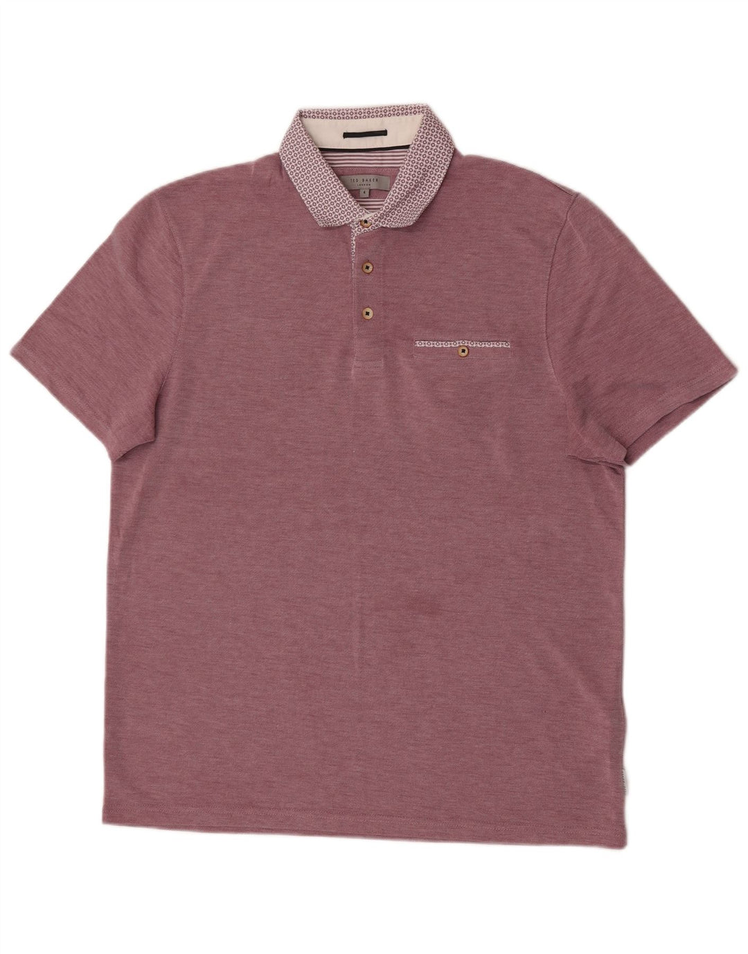 Ted Baker Herren-Poloshirt, Größe 4, groß, rosa, Modal