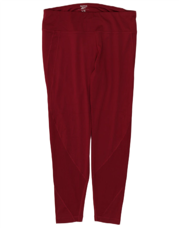 Reebok Damen Leggings UK 14 Large Burgund Polyester